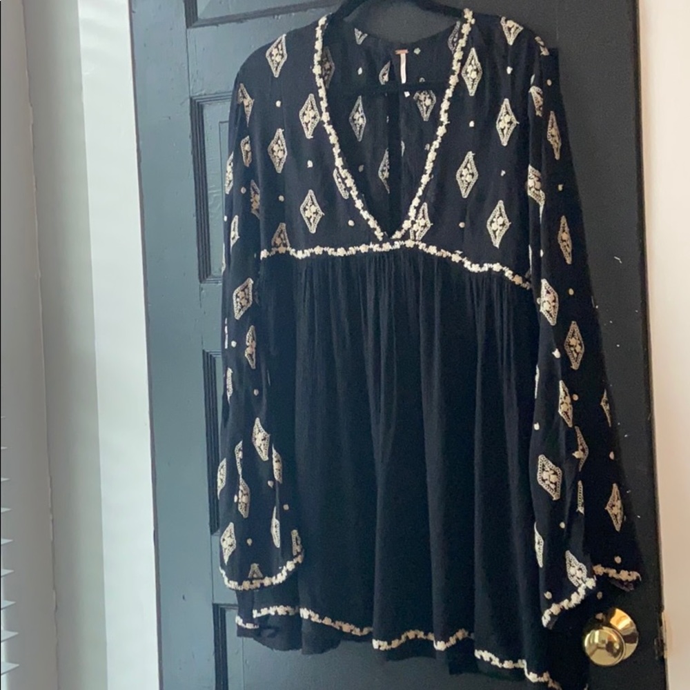 Free People Deep V Embroidered Dress